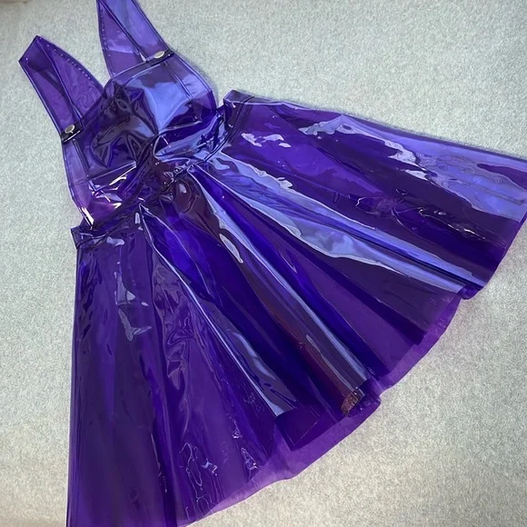 Purple Plastic PVC Dress Small Coquette Costume Cosplay Artsy Doll - Picture 2 of 9